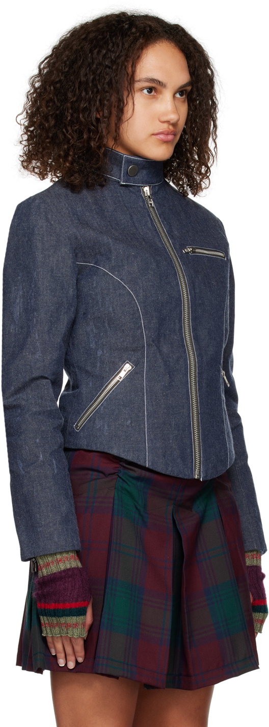 paria /FARZANEH Blue Zip-Up Denim Jacket