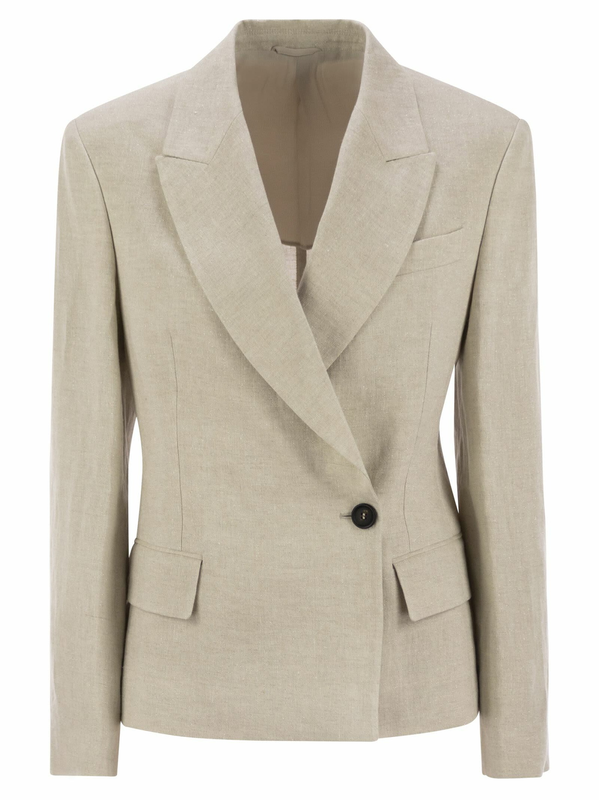 スーツ BRUNELLO CUCINELLI Sparkling linen canvas jacket with jewell Brunello Cucinelli Sparkling Linen Canvas Jacket With
