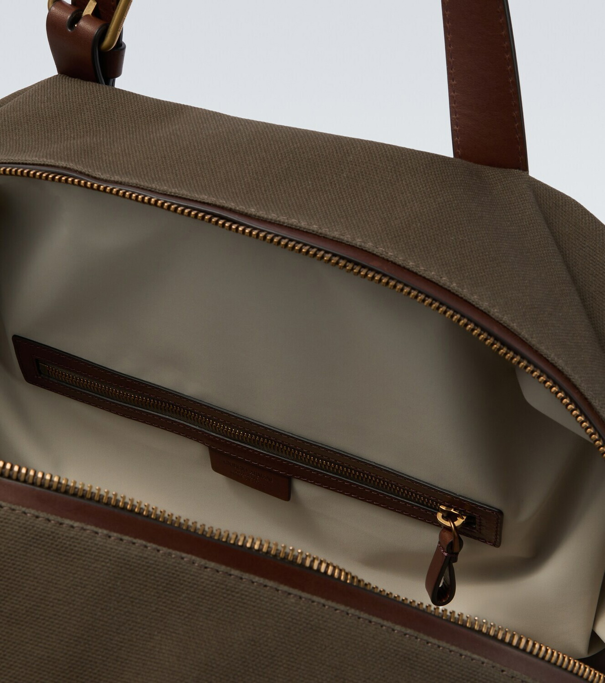 Giorgio Armani Leather-trimmed canvas duffel bag
