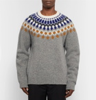 Joseph - Fair Isle Shetland Wool Sweater - Men - Gray