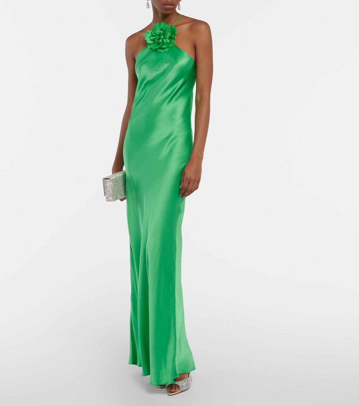rodarte green silk dress Green Silk Crepe Dress With Gathered Bust And Ribbon Detail main image 1