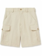 Loro Piana - Bizen Wide-Leg Cotton and Linen-Blend Canvas Cargo Shorts - Neutrals