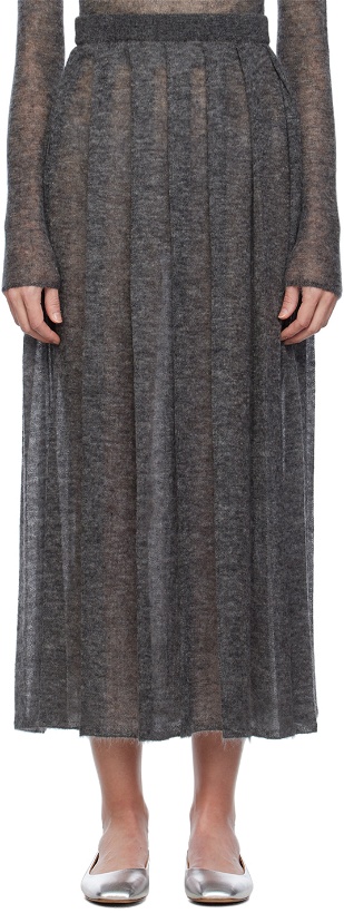 Photo: AURALEE Gray Pleated Midi Skirt