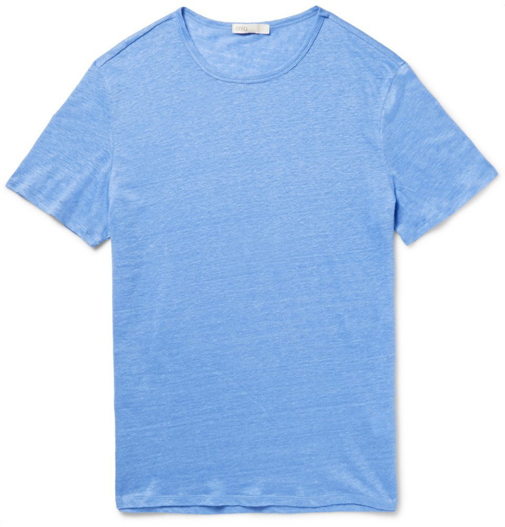 Photo: Onia - Chad Mélange Knitted Linen T-Shirt - Men - Light blue