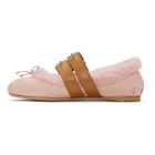 Miu Miu Pink Shearling Double Buckle Ballerina Flats
