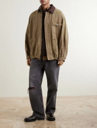 ssstein - Leather-Trimmed Garment-Dyed Cotton-Canvas Jacket - Brown