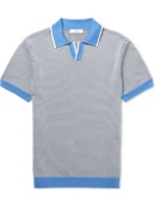 Mr P. - Slim-Fit Honeycomb-Knit Cotton Polo Shirt - Blue