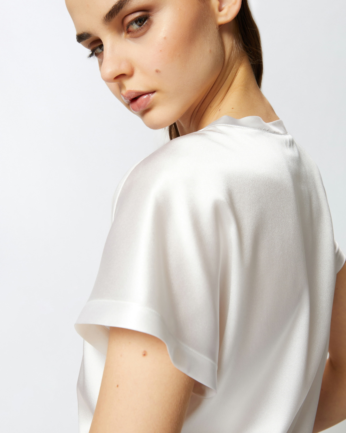 Pinko Satin Blouse With Cap Sleeves Snow White