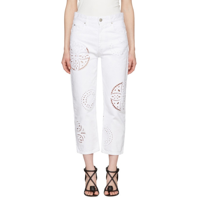 Photo: Isabel Marant White Ronnie Broderie Anglaise Jeans