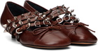 ABRA Brown Kitten Spike Ballerina Heels
