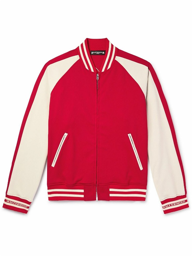 Photo: Mastermind World - Logo-Embroidered Two-Tone Tech-Jersey Bomber Jacket - Red