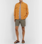 Mr P. - Garment-Dyed Cotton-Herringbone Shorts - Green