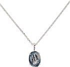 SWEETLIMEJUICE Silver Oval Denim Necklace