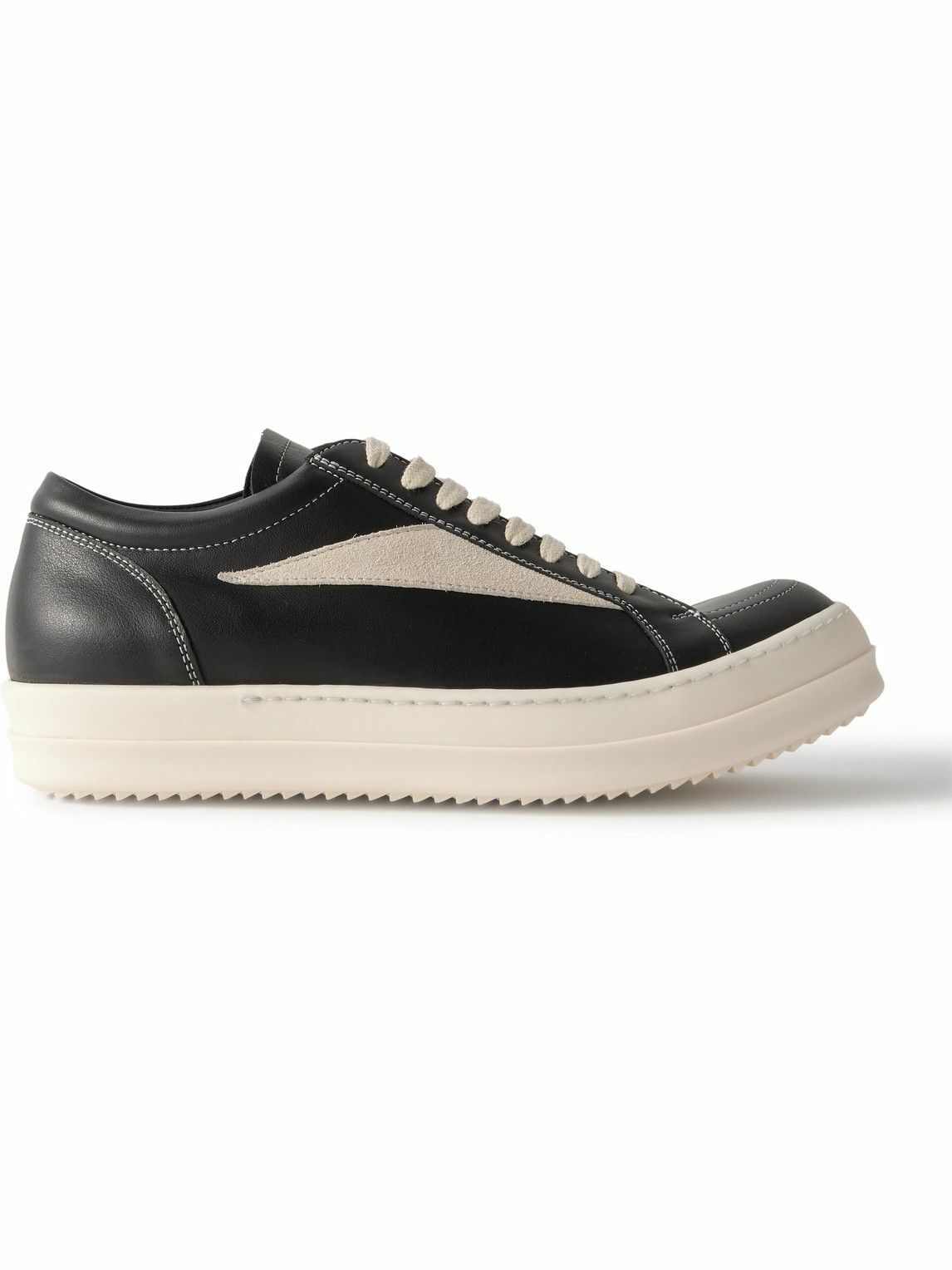 スニーカー Rick Owens Vintage Black Leather Sneakers With Suede Inserts Rick Owens - Vintage Suede-Trimmed Leather Sneakers - Black