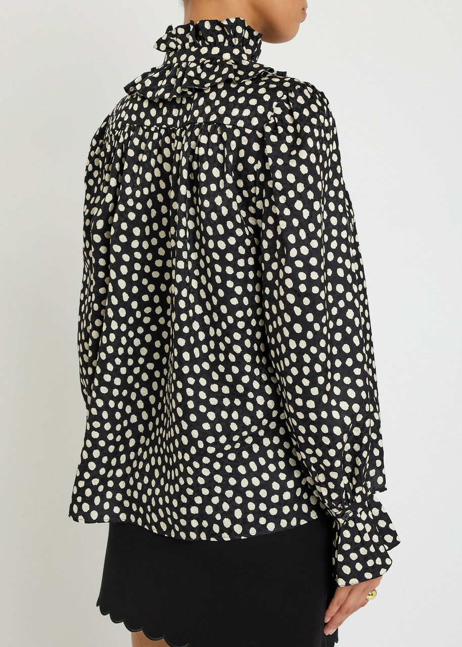 Chloe Polka dot Silk Blouse Black