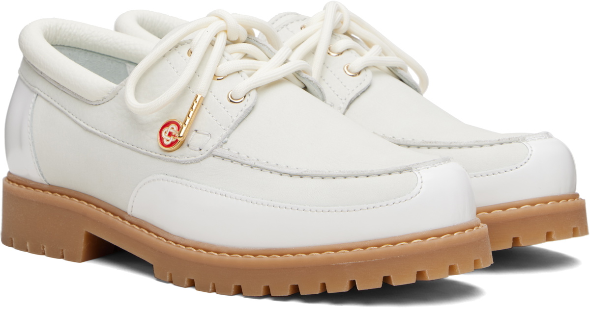 Casablanca White Leather Boat Shoes