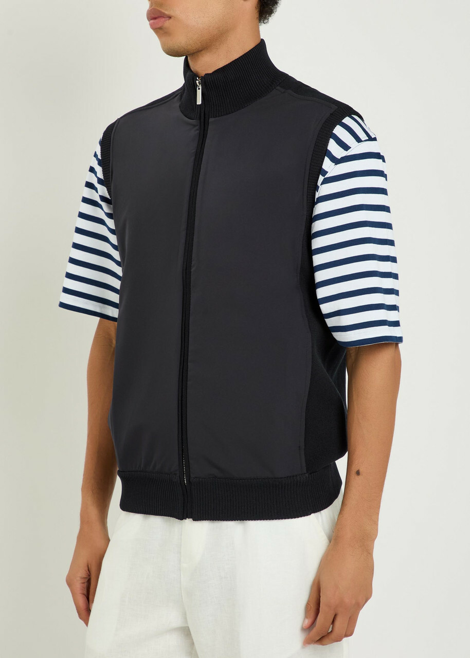 Raith Davi Hybrid Panelled Stretch-knit Gilet Navy