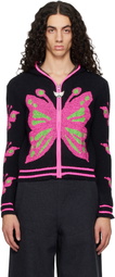 Chopova Lowena Black Neon Butterfly Hoodie