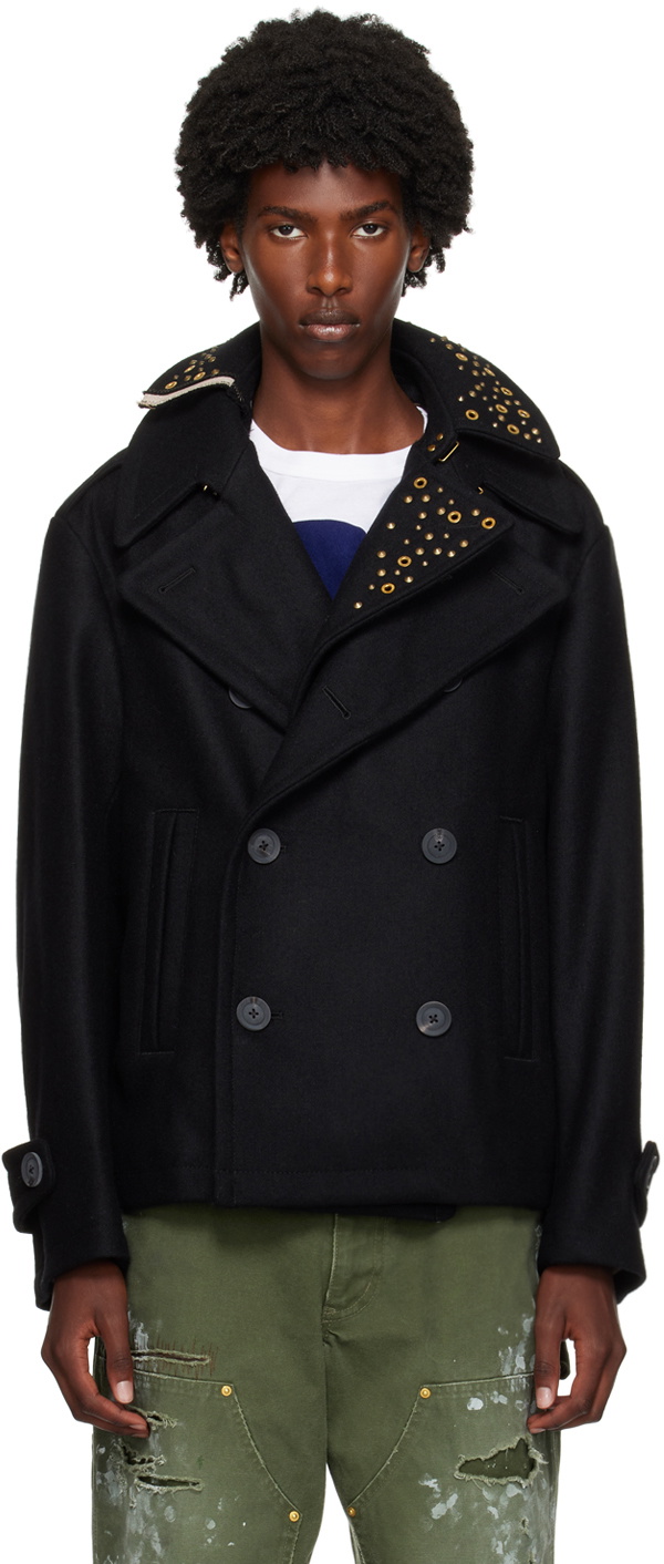 ジャケット・アウター T/SEHNE double layered pea coat black black-double-lapel-peacoat.jpg