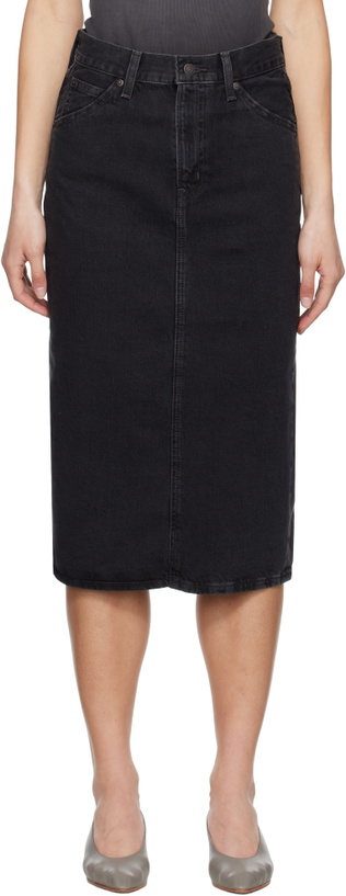 Photo: Levi's Black High Rise Slit Midi Skirt