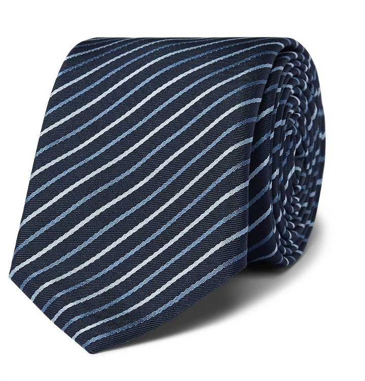 Photo: Hugo Boss - 6cm Striped Silk-Twill Tie - Men - Navy