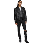 Saint Laurent Black Leather Bomber Jacket