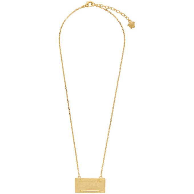 Photo: Versace Gold Spring/Summer 20 License Plate Necklace