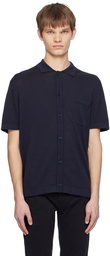 BOSS Navy Spread Collar Shirt