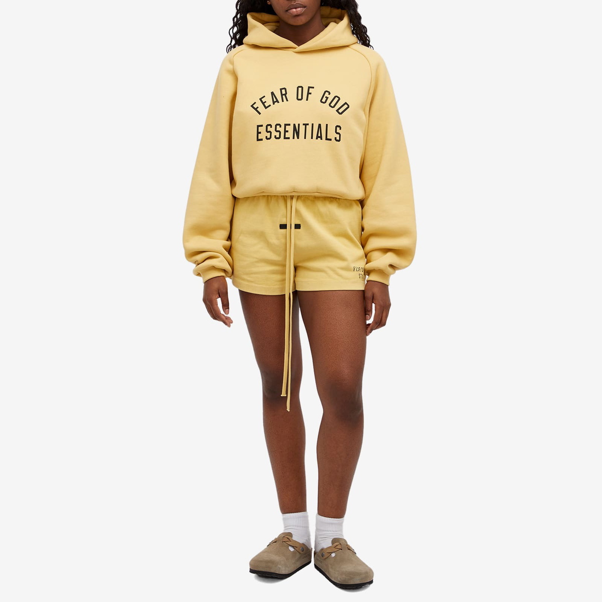 Fear of God ESSENTIALS Women's Fleece Cropped Hoodie in