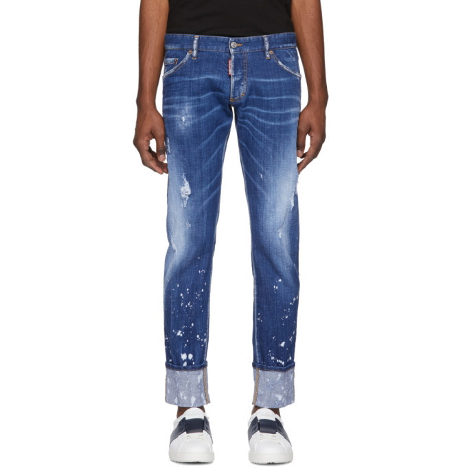 Photo: Dsquared2 Blue Splashed Cuff Regular Clement Jeans