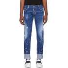 Dsquared2 Blue Splashed Cuff Regular Clement Jeans