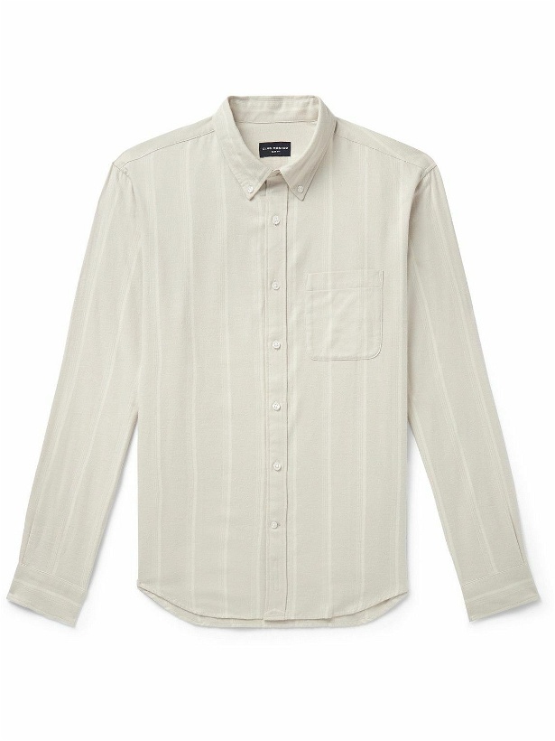 Photo: Club Monaco - Slim-Fit Button-Down Collar Striped Cotton-Flannel Shirt - Gray