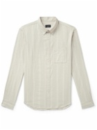Club Monaco - Slim-Fit Button-Down Collar Striped Cotton-Flannel Shirt - Gray