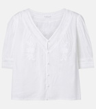 Velvet Mavis lace-trimmed cotton blouse