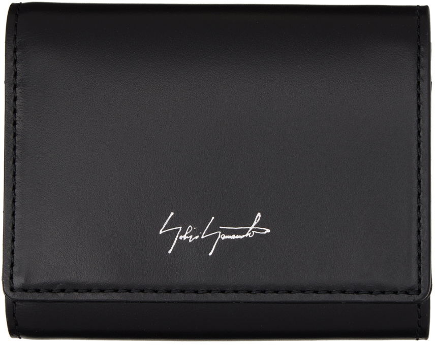 YOHJI YAMAMOTO Black discord Leather Wallet