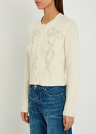 Loveshackfancy Leocadia Embellished Wool-blend Cardigan Ivory