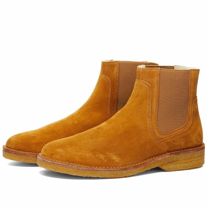 Photo: A.P.C. Men's Theodore Suede Chelsea Boot in Caramel