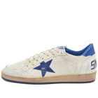 Golden Goose Men's Ball Star Leather Sneakers in White/Bluette