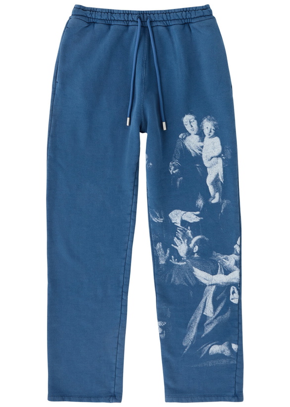 Photo: Off-white Blurred Mary Printed Cotton Sweatpants Blue