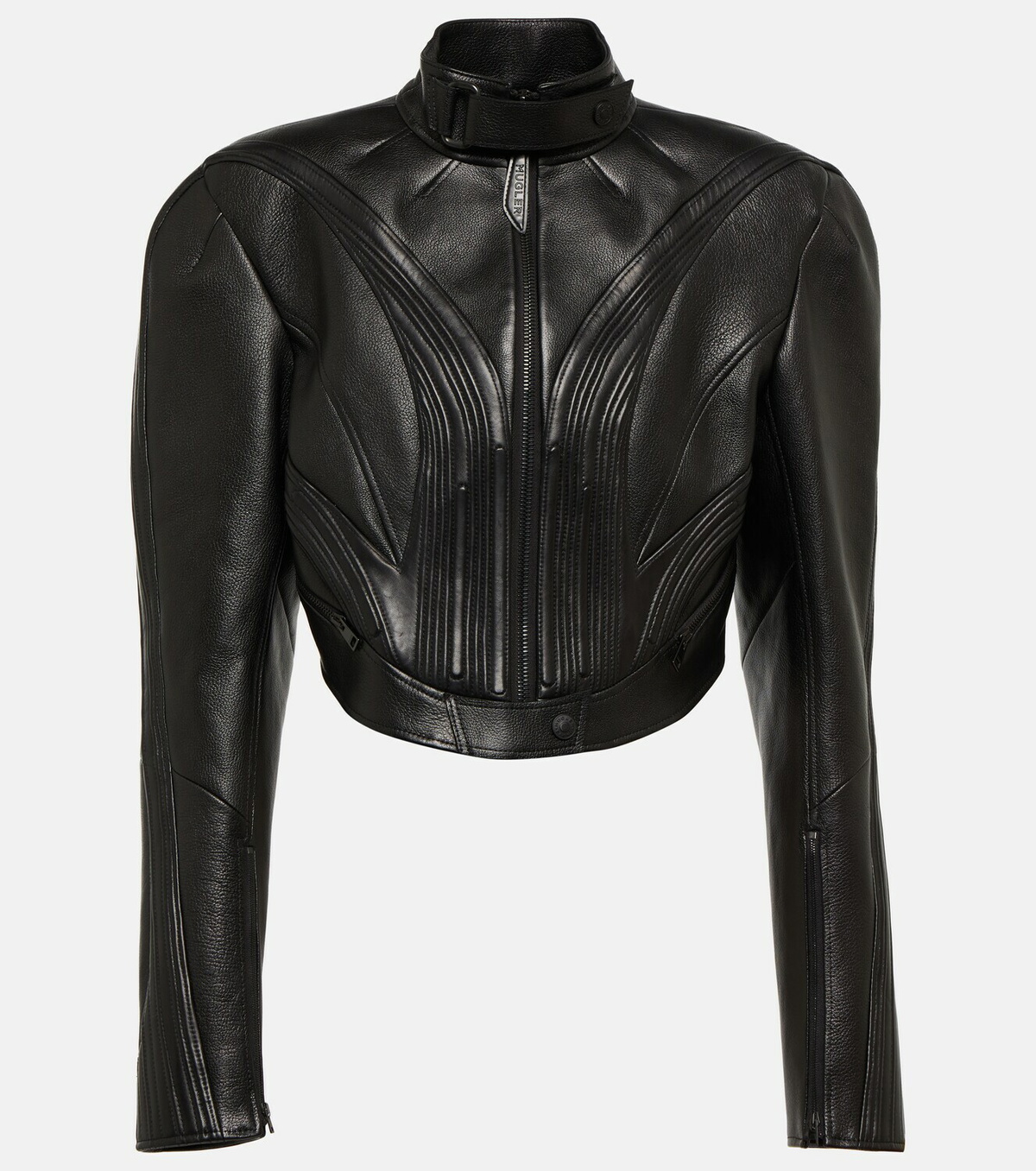 【ミチル】Mugler  リアルレザージャケット Mugler - Cropped leather jacket Mugler