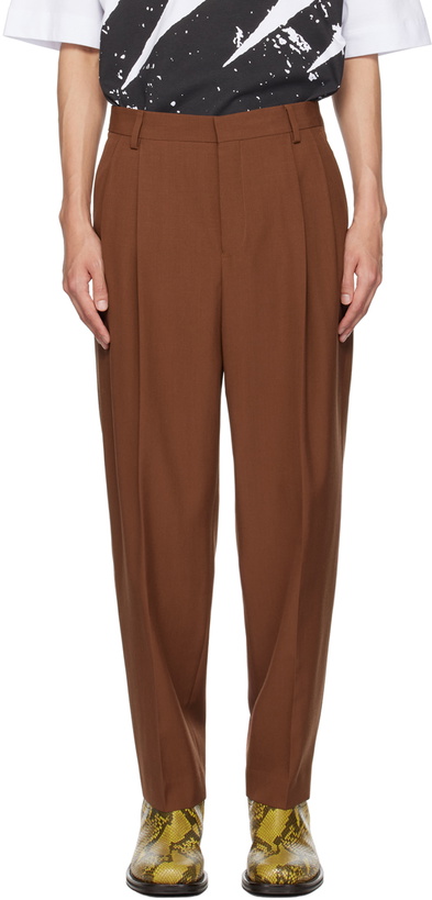 Photo: Dries Van Noten Brown Creased Trousers