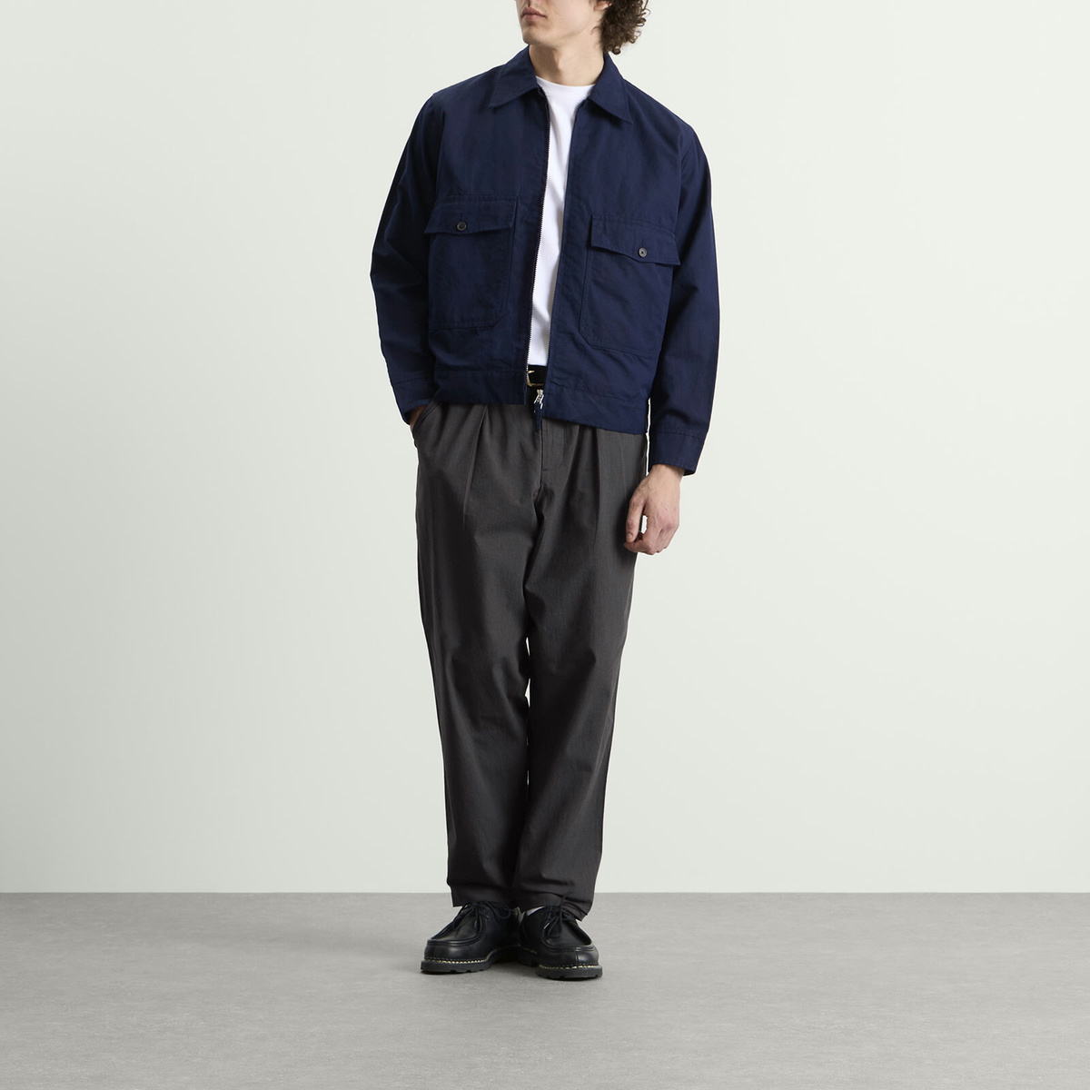 Universal Works Men's Seattle Cotton Pleated Track Pant in Charcoal
