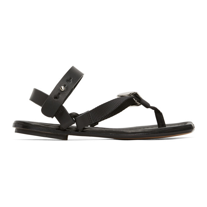Lanvin Black Ankle Strap Thong Sandals Lanvin