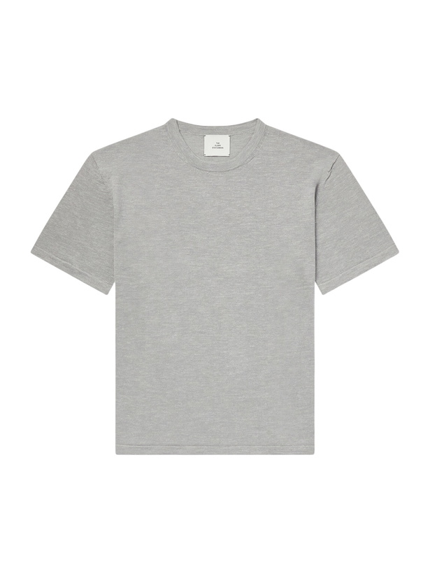 Photo: The Elder Statesman - Lenny Ribbed Wool, Silk and Linen-Blend T-Shirt - Gray