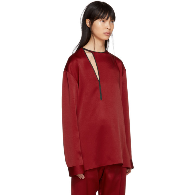 Haider Ackermann Red Satin Binding Detail Shirt Haider Ackermann