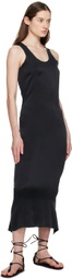 Gabriela Coll Garments Black Raw Edge Midi Dress