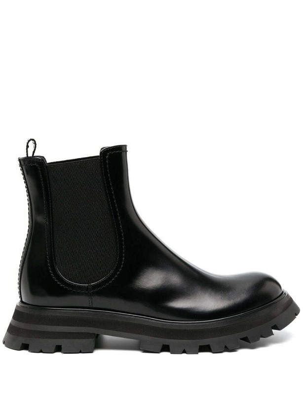 Photo: ALEXANDER MCQUEEN - Chelsea Shiny Leather Ankle Boots