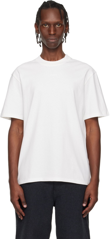 Photo: Hugo White Relaxed-Fit Logo-Print T-shirt