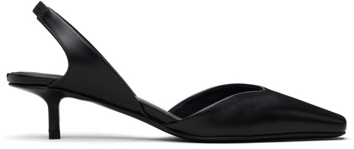 Photo: Loulou de Saison Black Betsy Calf Leather Slingback Heels