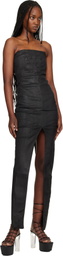 Rick Owens DRKSHDW Black Temple Sliced Bustier Denim Maxi Dress